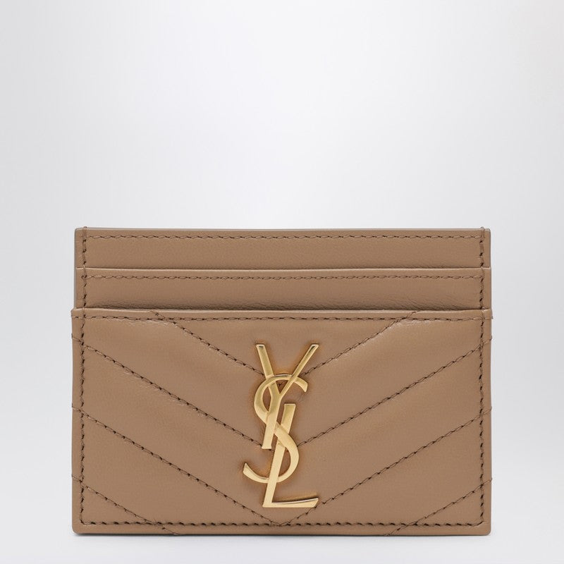 Saint Laurent Cassandre Card Holder Beige Women