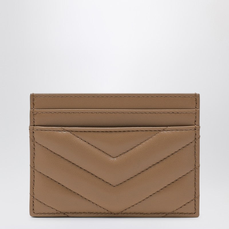 Saint Laurent Cassandre Card Holder Beige Women