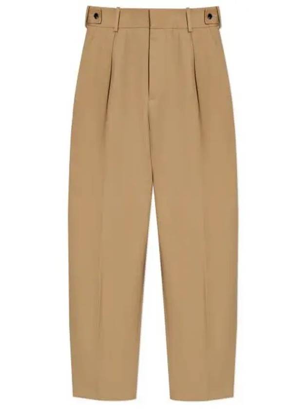 Bottega Veneta High-waisted Cotton Slacks Beige
