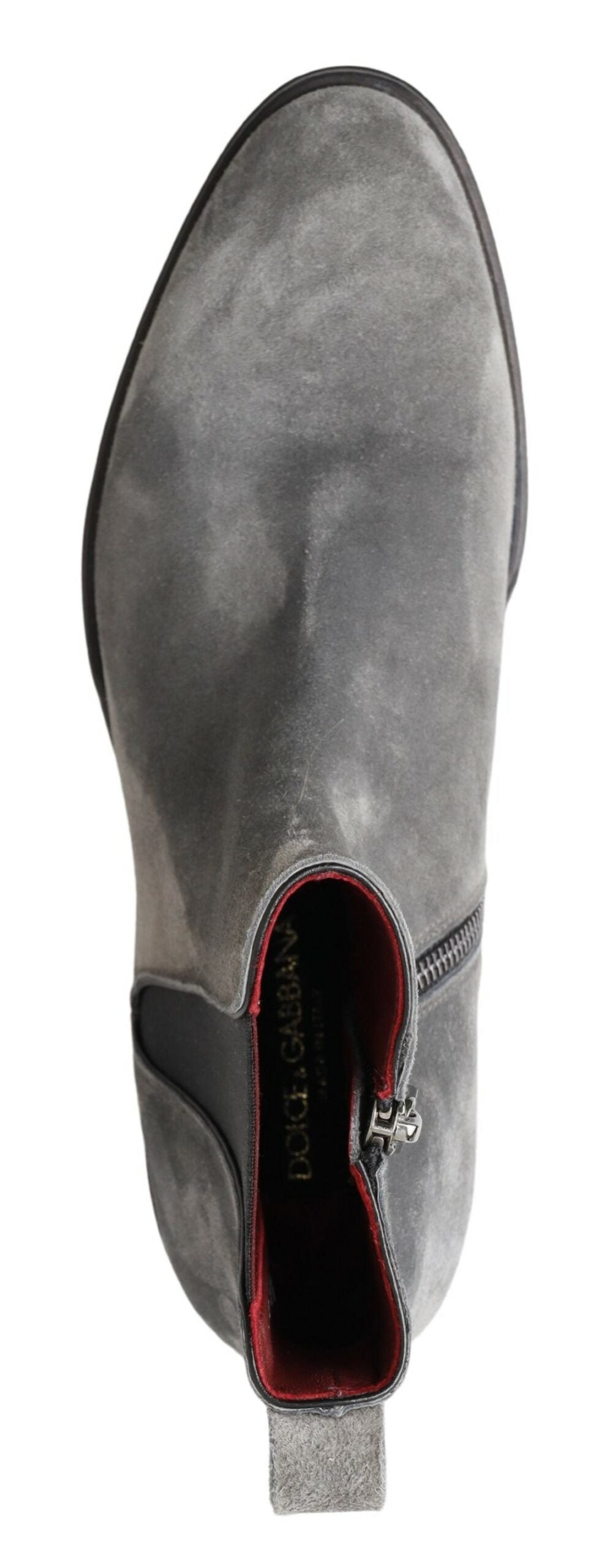 Dolce & Gabbana Gray Leather Men Ankle Boots Men's Shoes