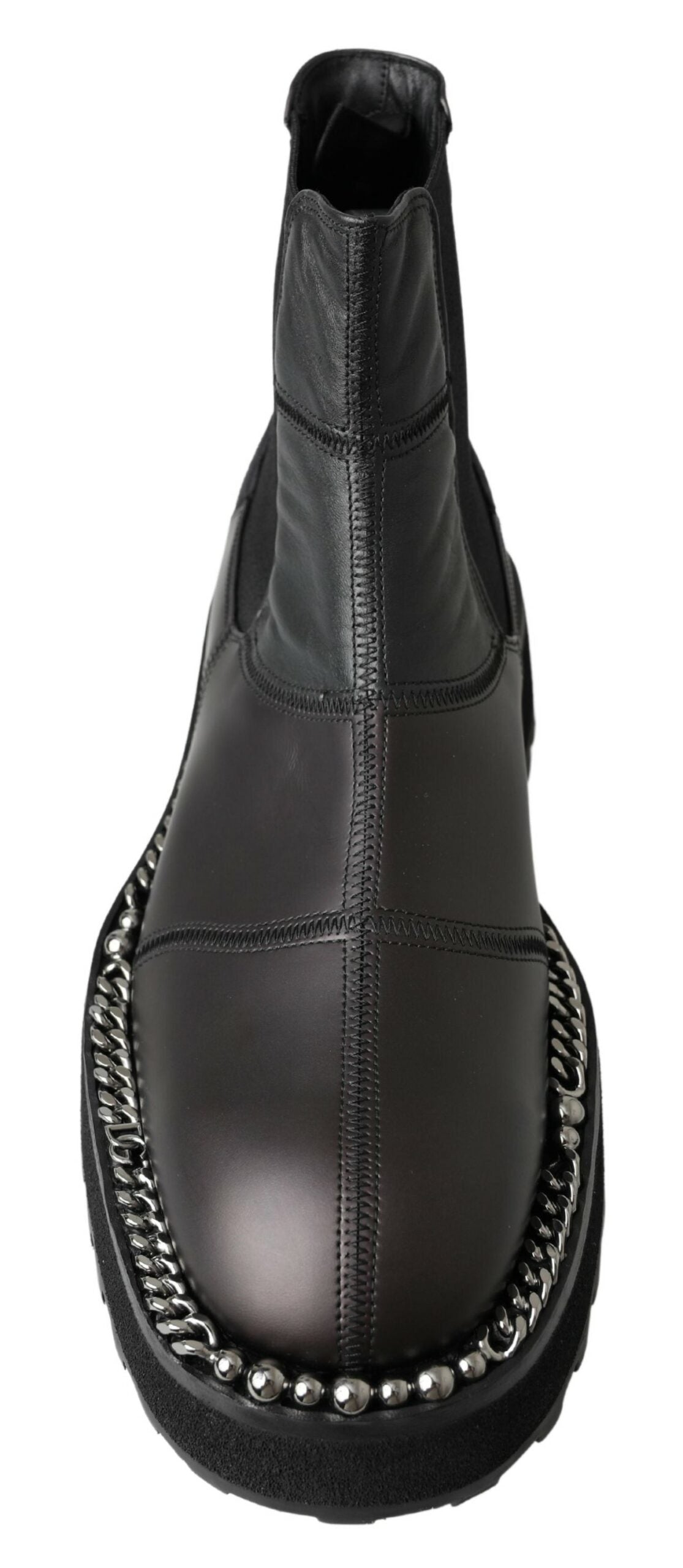 Dolce & Gabbana Black Leather Slip on Stretch Men's Boots