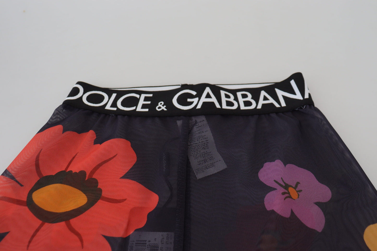 Dolce & Gabbana Black Floral Leggings Stretch Waist Women's Pants