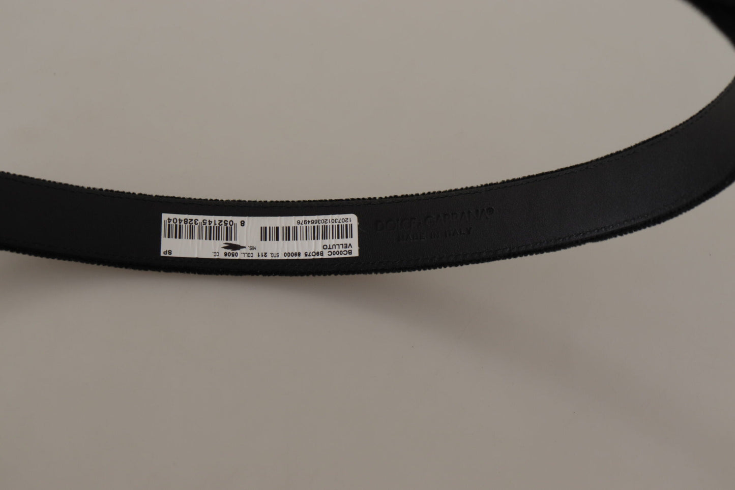 Dolce & Gabbana Black Velvet Leather Gold Tone Metal Buckle Men's Belt