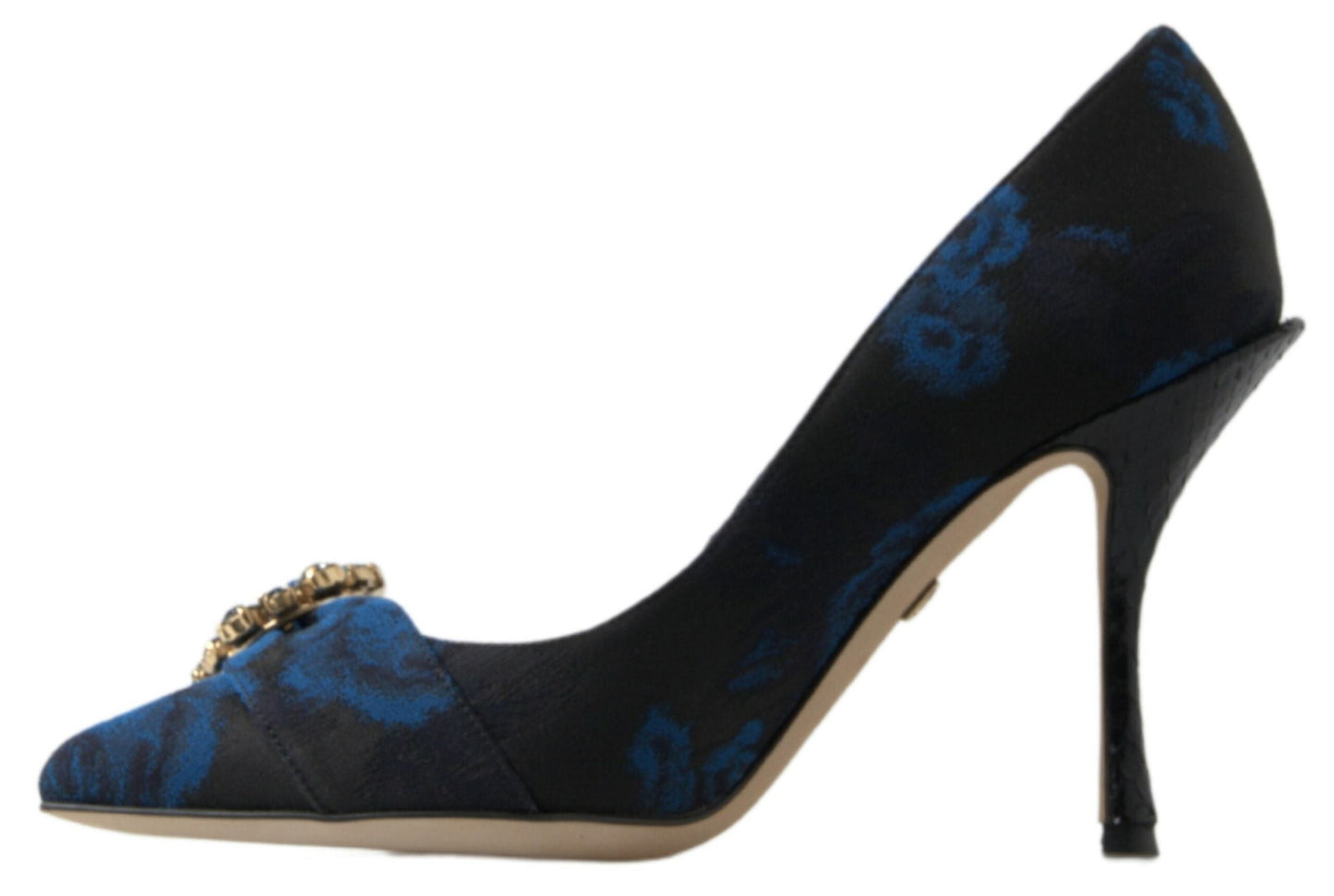Dolce & Gabbana Blue Floral Ayers Crystal Pumps Women's Shoes