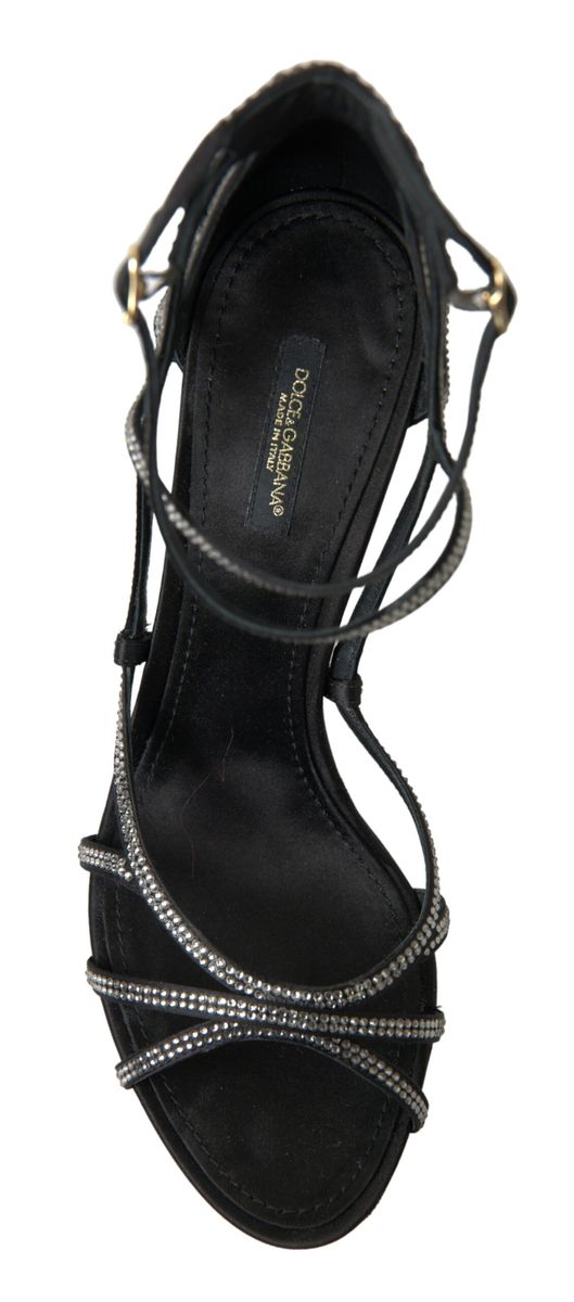 Dolce & Gabbana Rhinestone Stiletto Sandal Satin Women's Shoes