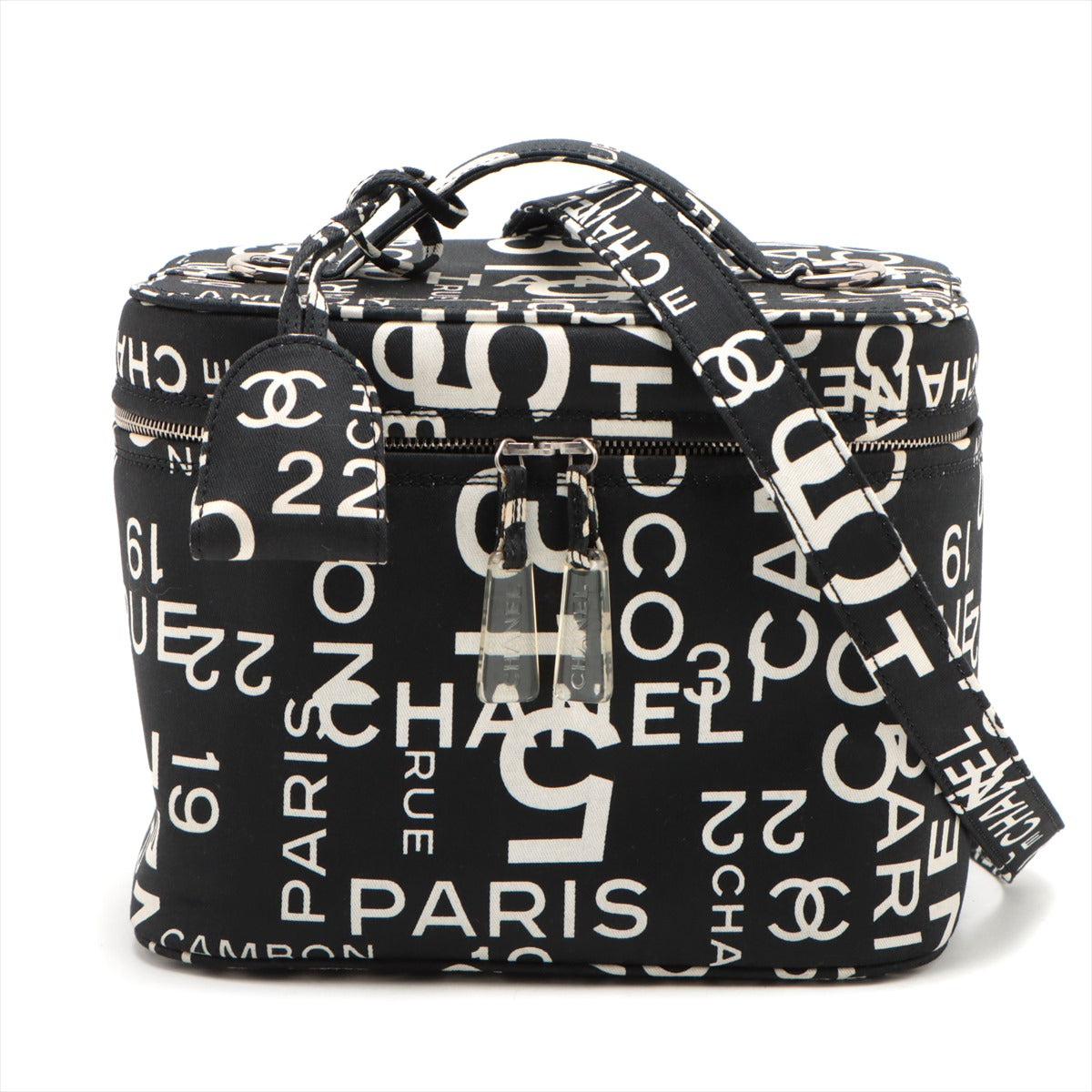 Chanel Basic Canvas Vanity Bag Black Silver G 7th
