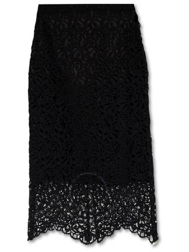 Burberry Women's Macrame Lace Pencil Skirt Black
