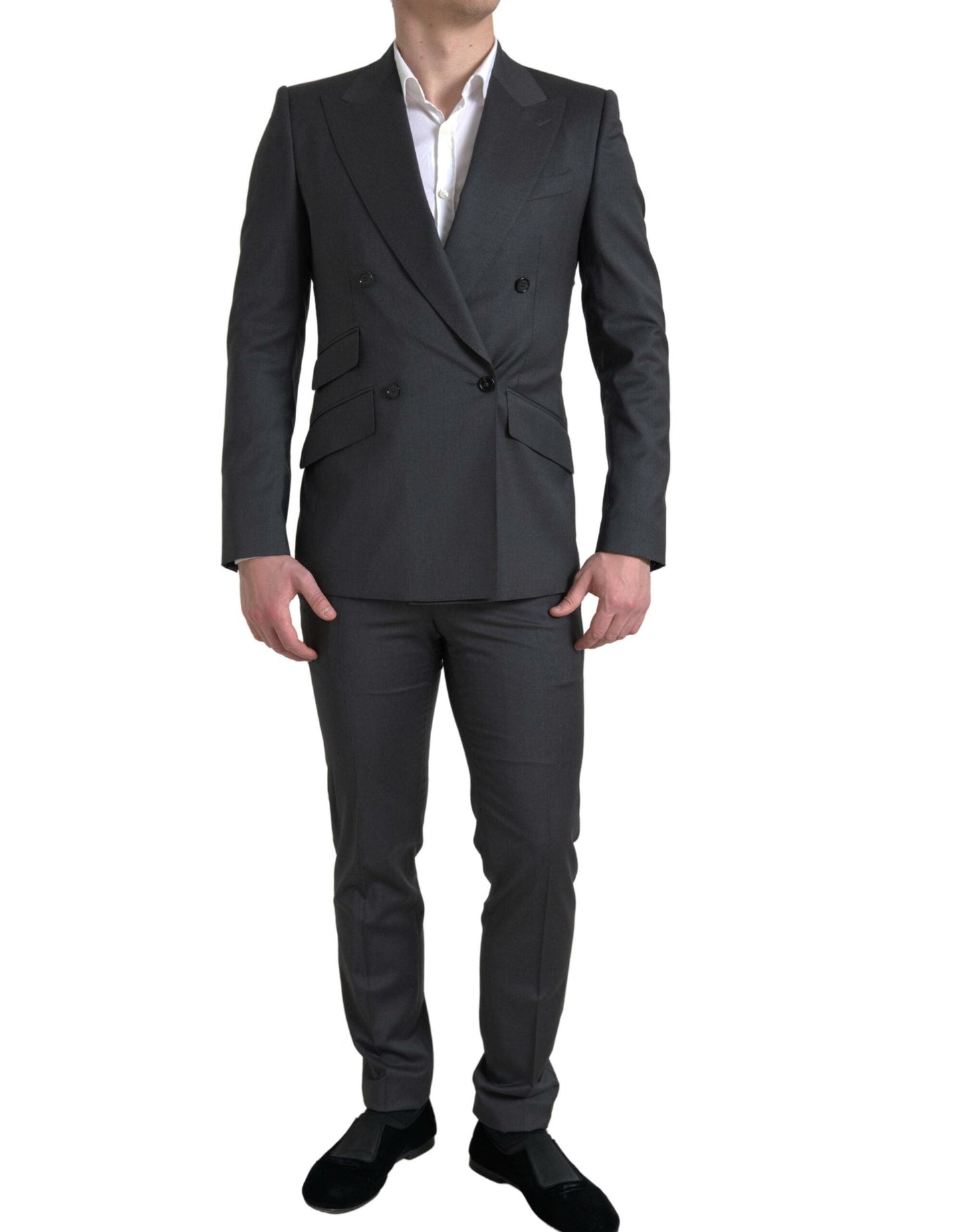 Dolce & Gabbana Gray 2 Piece Double Breasted SICILIA Men's Suit