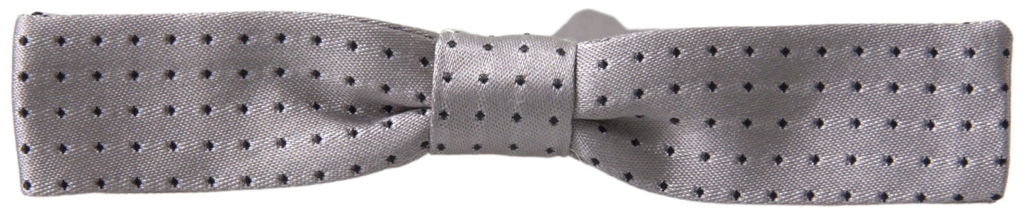 Dolce & Gabbana Gray Dotted Silk Adjustable Men Neck Papillon Bow Men's Tie
