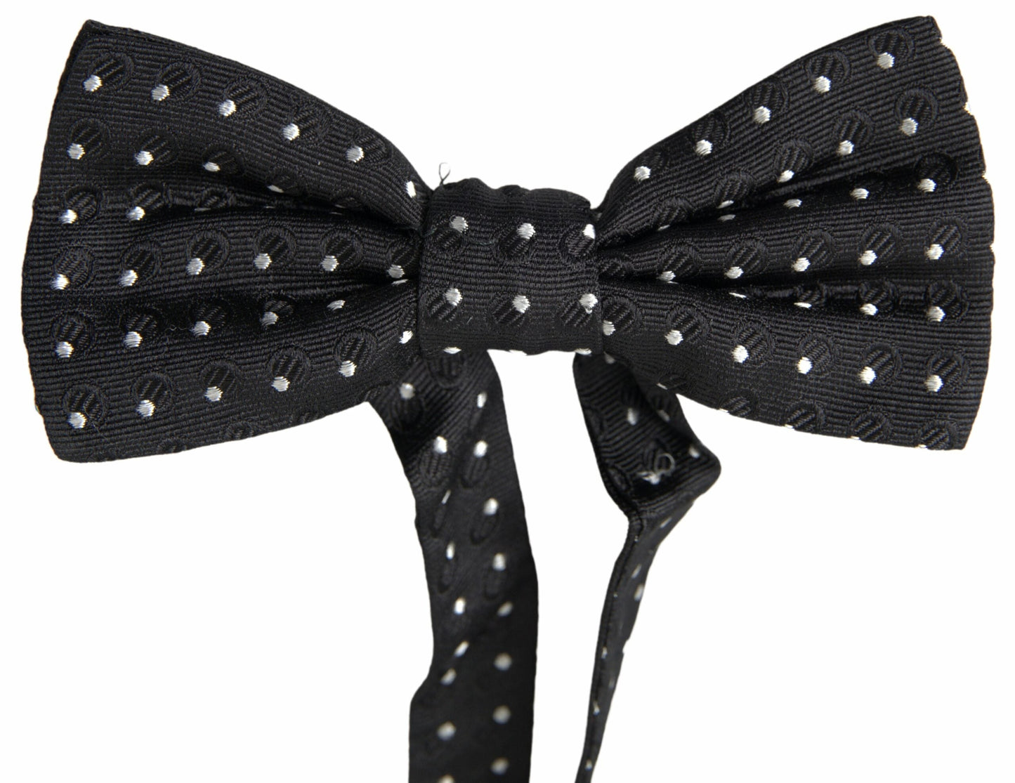 Dolce & Gabbana Black Polka Dot Silk Adjustable Men Neck Papillon Bow Men's Tie