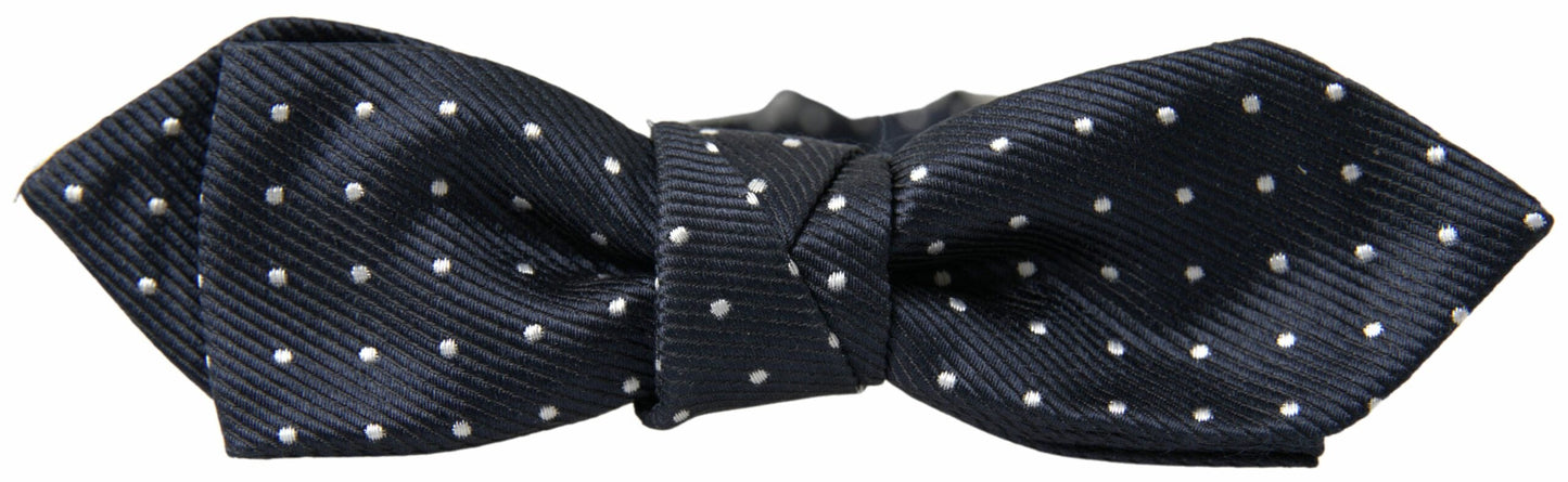 Dolce & Gabbana Blue Polka Dot Silk Adjustable Men Neck Papillon Bow Men's Tie