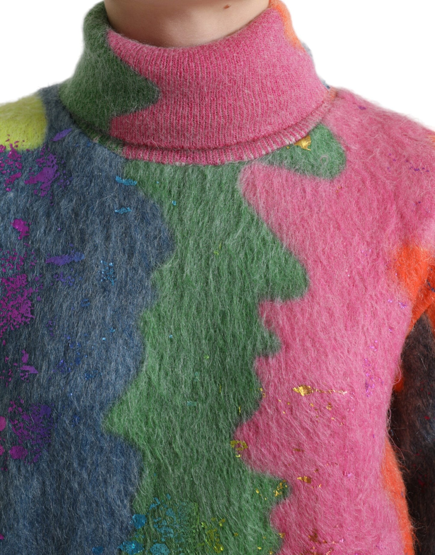 Dolce & Gabbana Multicolor Mohair Turtleneck Pullover Women's Sweater