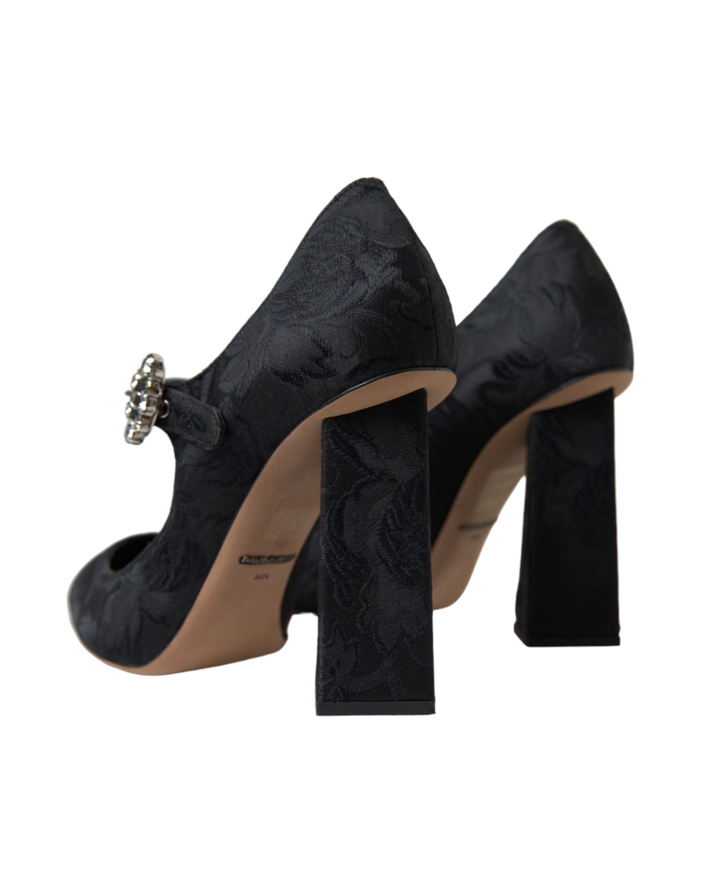 Dolce & Gabbana Black Brocade Mary Janes Heels Pumps Women's Shoes