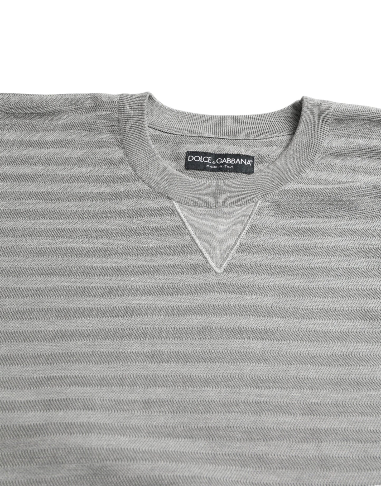 Dolce & Gabbana Gray Crewneck Pullover Silk Top Men's Sweater