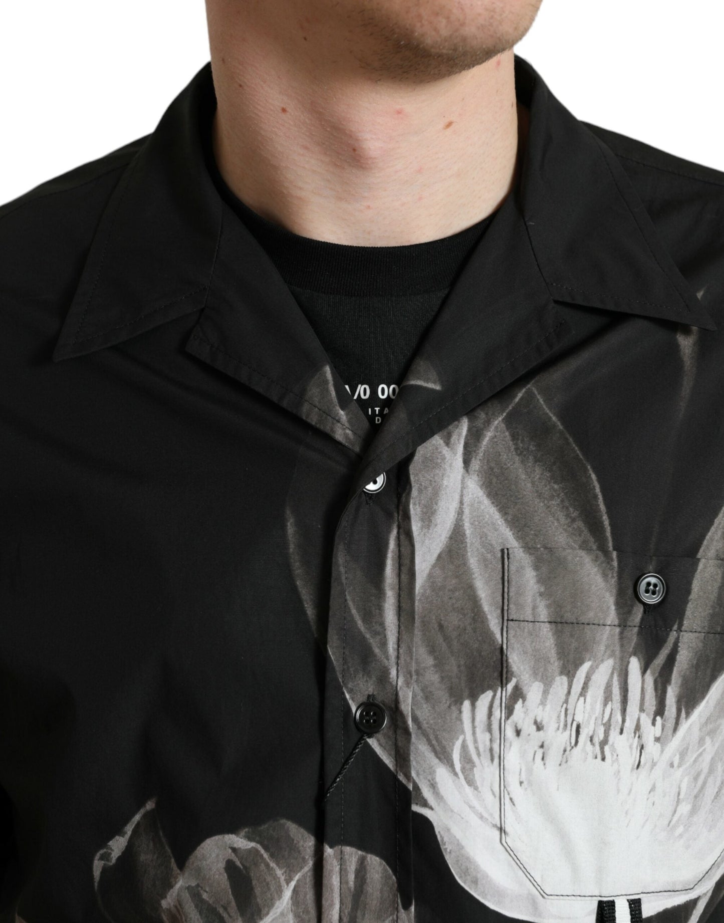 Dolce & Gabbana Black Floral Cotton Collared Long Sleeves Men Men's Shirt