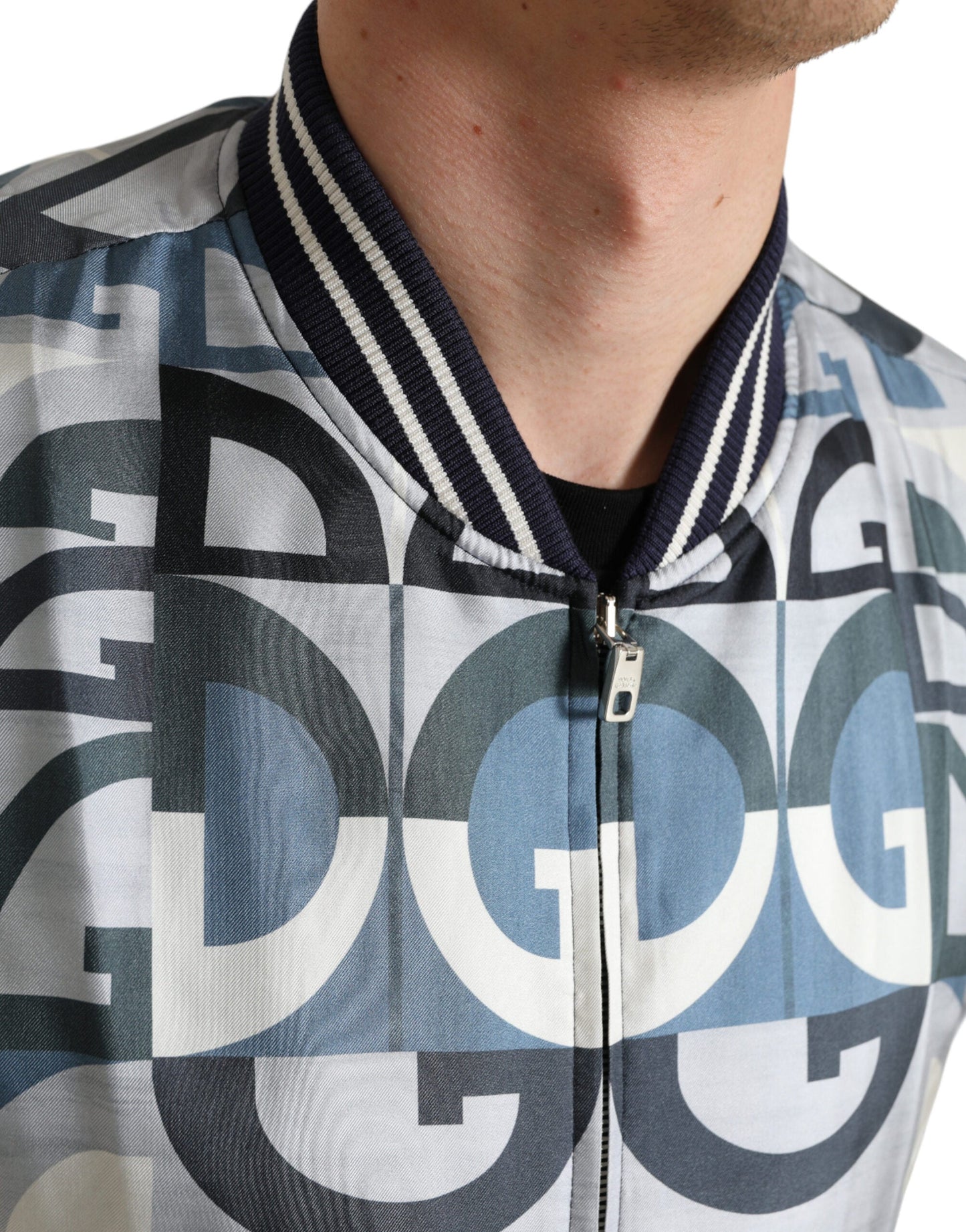 Dolce & Gabbana Multicolor Logo Print Bomber Blouson Men's Jacket