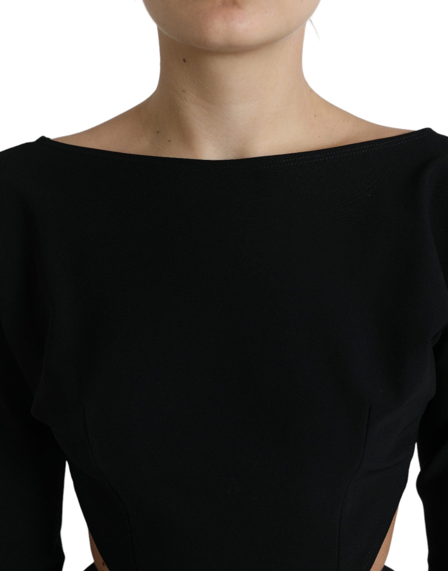Dolce & Gabbana Black Viscose Cut Out A-line Long Sleeves Mini Women's Dress