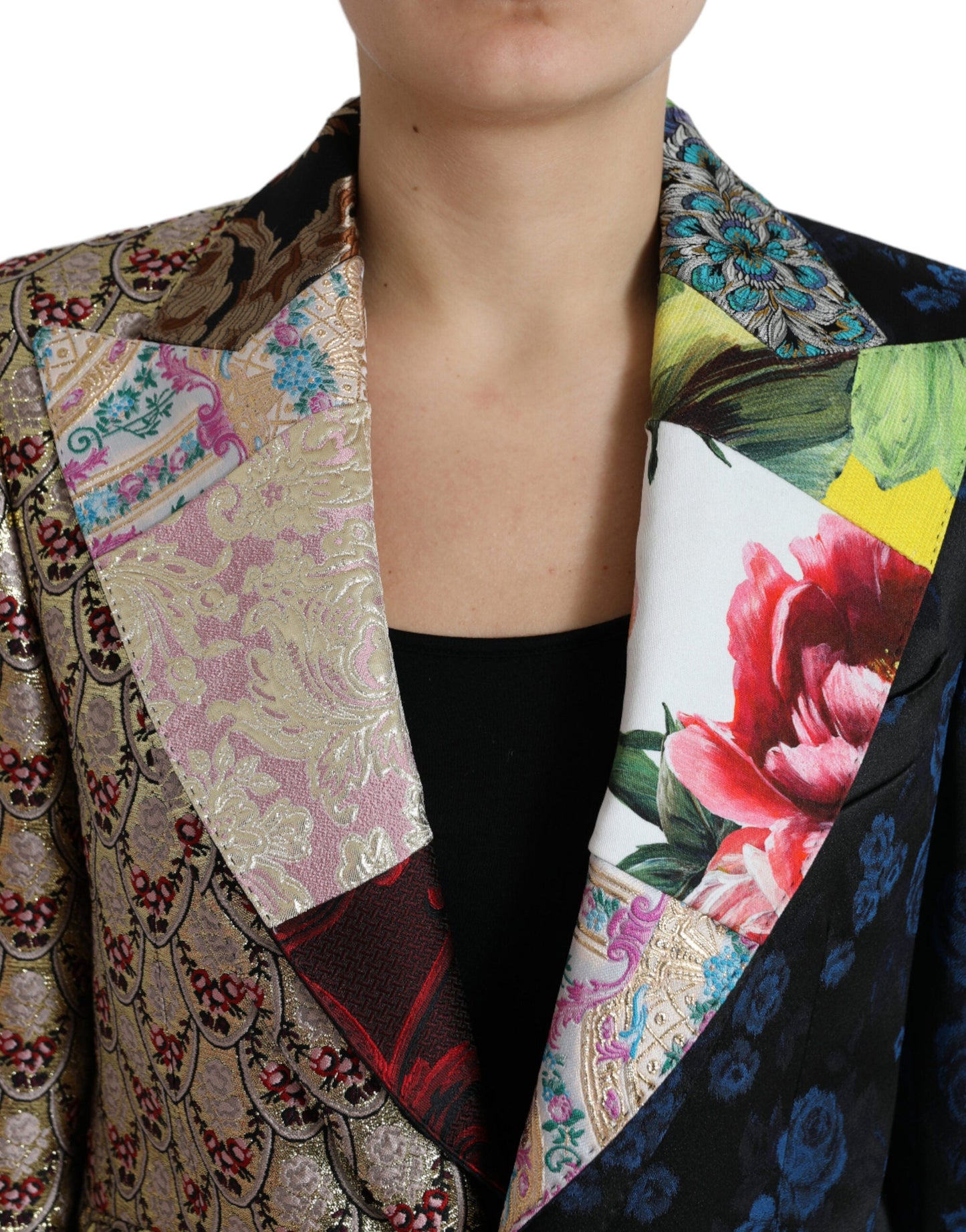 Dolce & Gabbana Multicolor Floral Patchwork Jacquard Women's Jacket