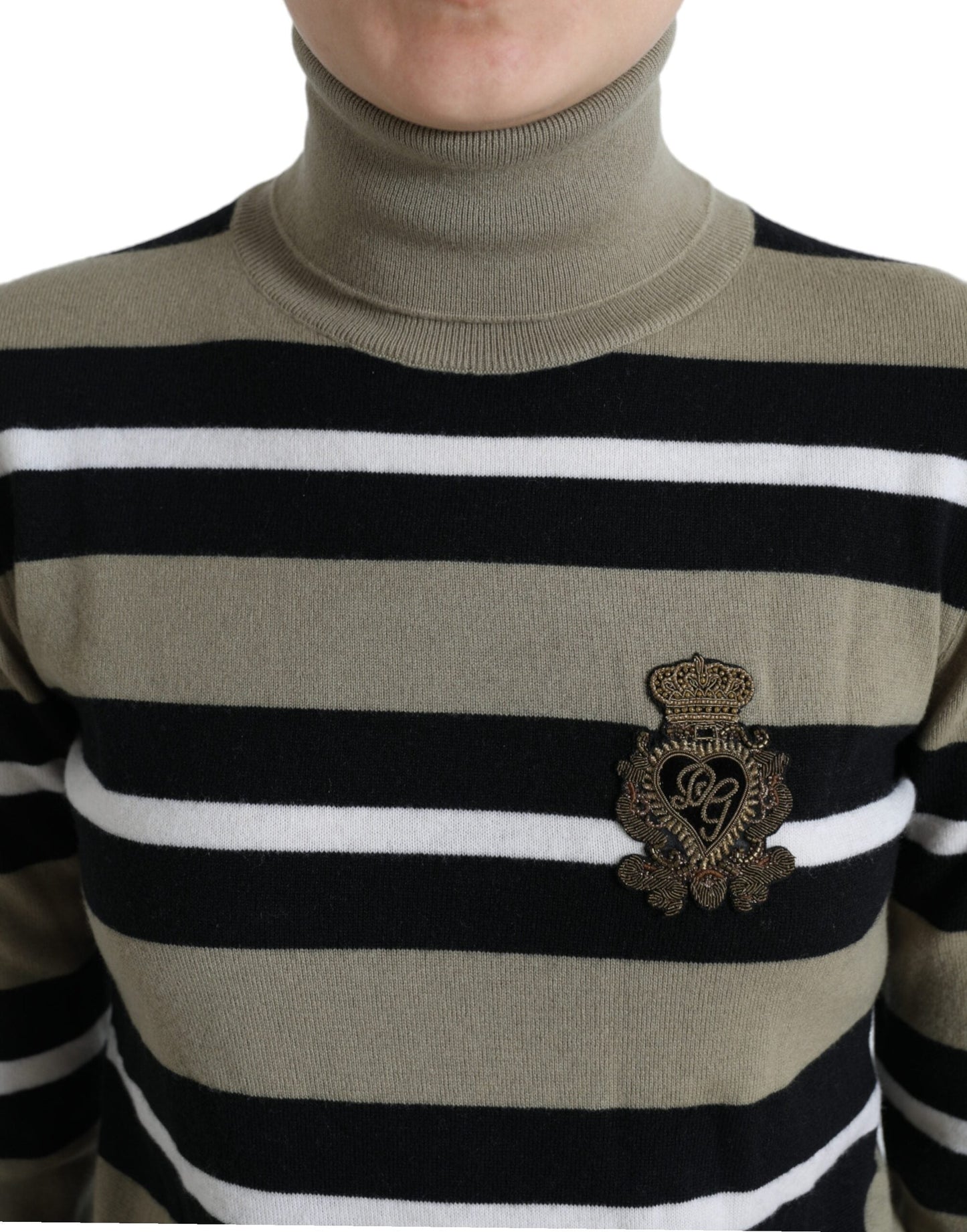 Dolce & Gabbana Multicolor Stripes Logo Turtle Neck Pullover Women's Sweater