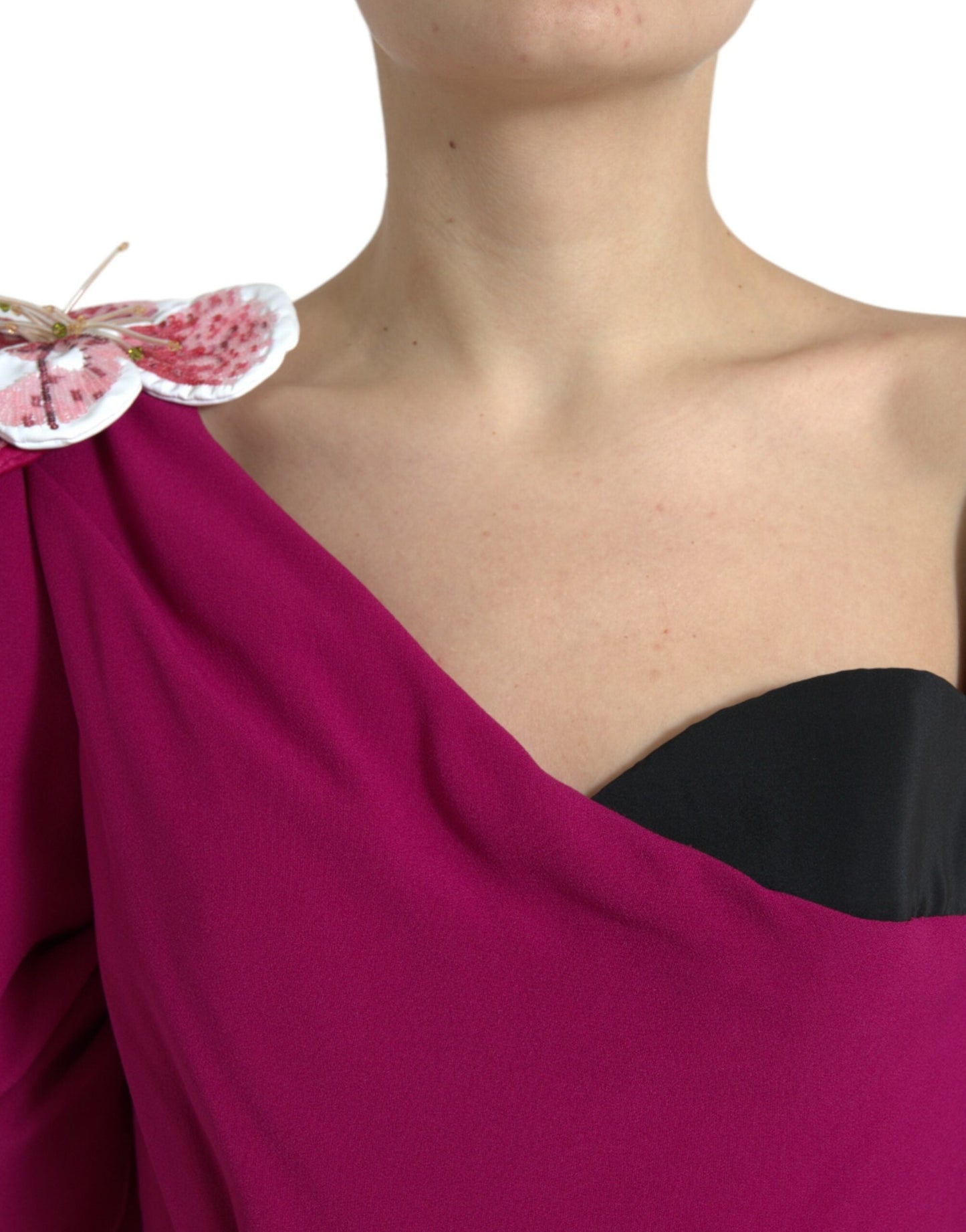 Dolce & Gabbana Purple Flower Embellished One Shoulder Women's Dress