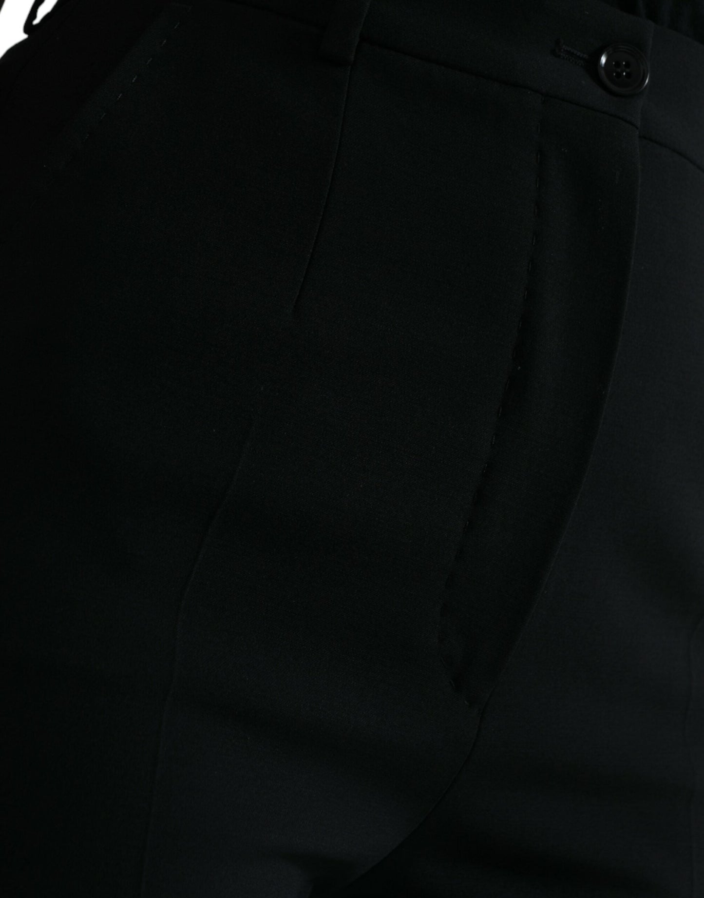 Dolce & Gabbana Black Wool High Waist Tapered Women's Pants