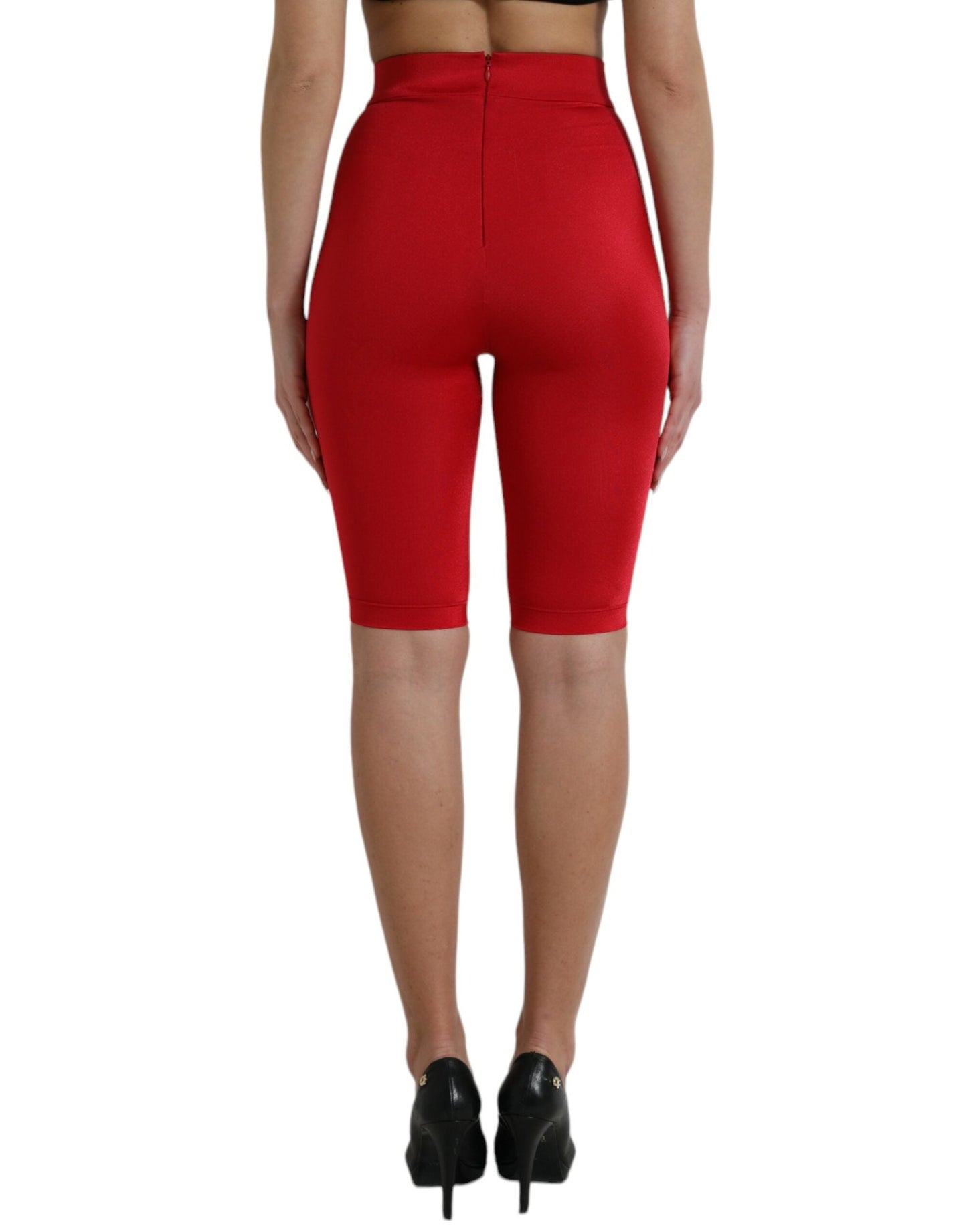 Dolce & Gabbana Red Stretch High Waist Cropped Leggings Women's Pants