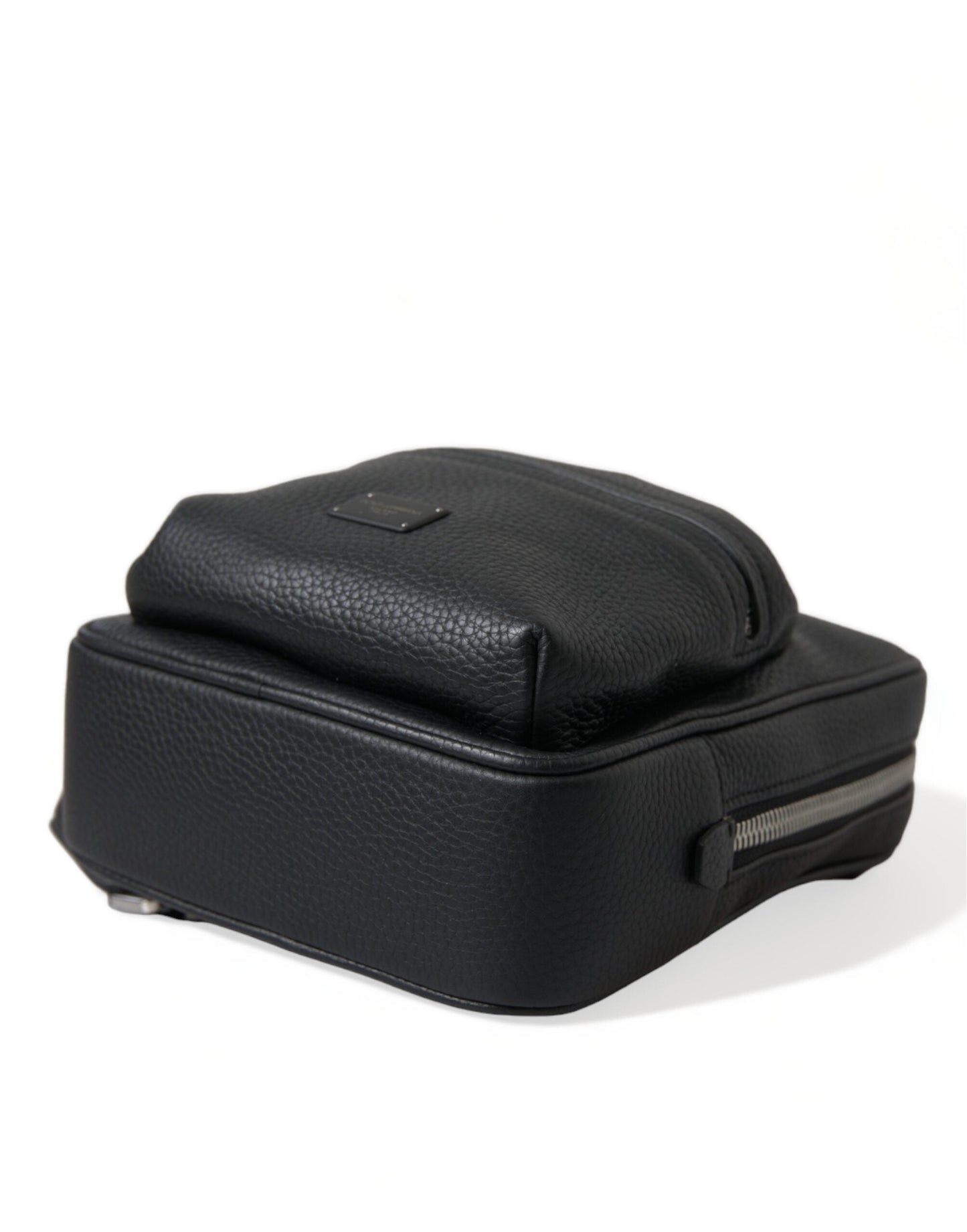 Dolce & Gabbana Black Calfskin Leather Logo Palermo Backpack Men's Bag