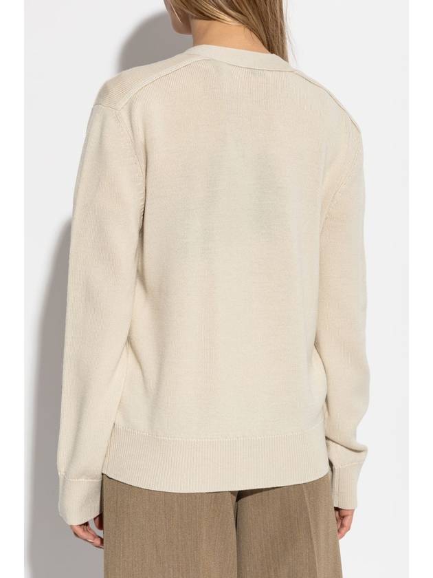 Burberry Burberry Wool Cardigan With Logo Patch, Women's, Cream