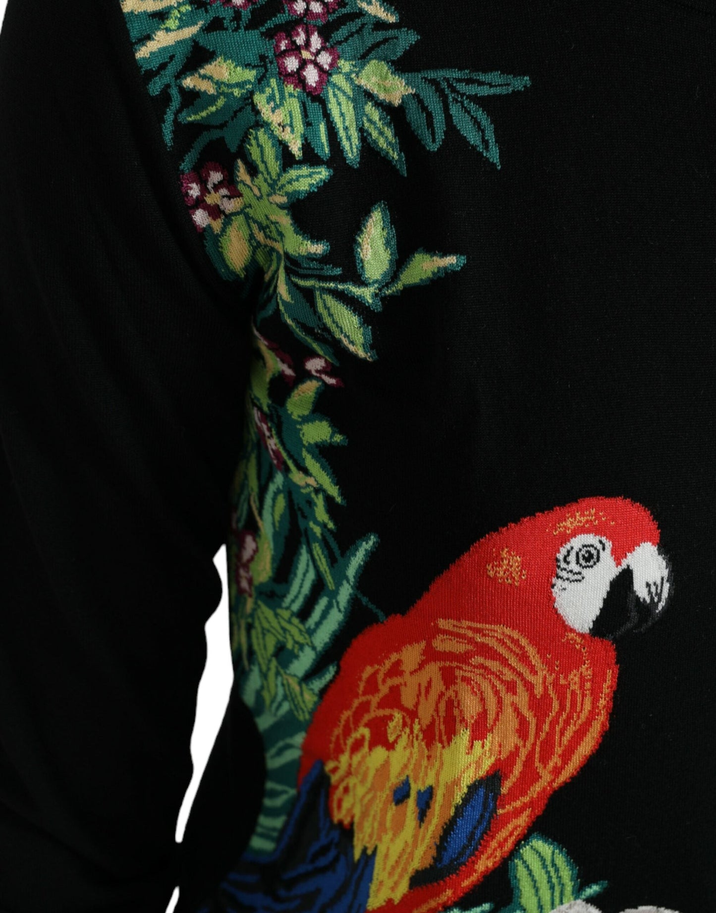 Dolce & Gabbana Black Bird Wool Long Sleeve Cardigan Women's Sweater