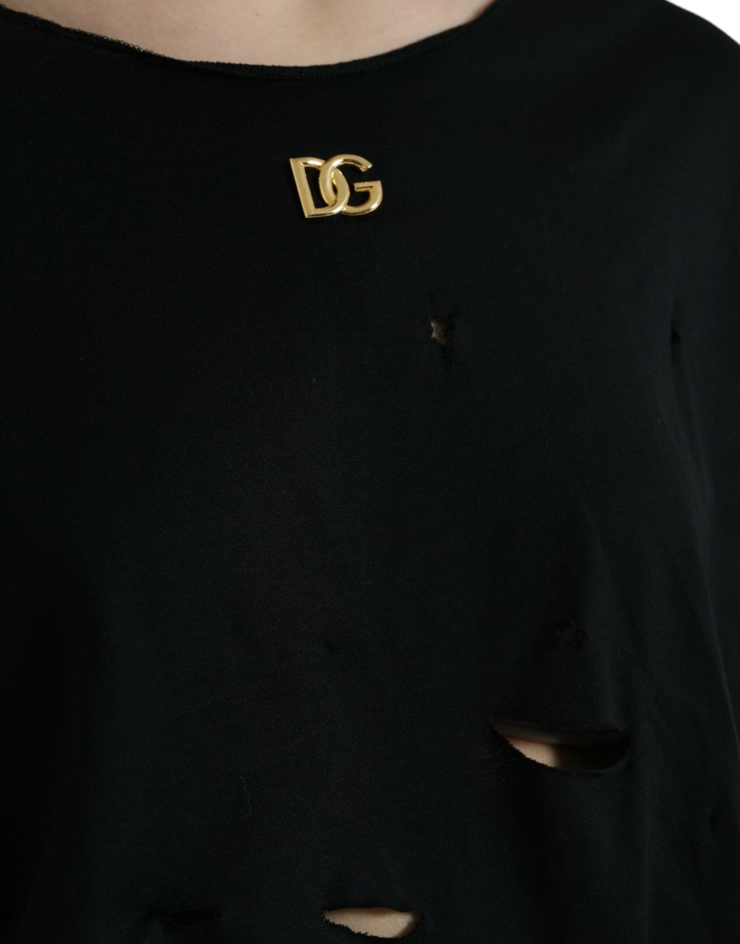 Dolce & Gabbana Black Cotton Lace Up Logo Round Neck Tank Women's Top