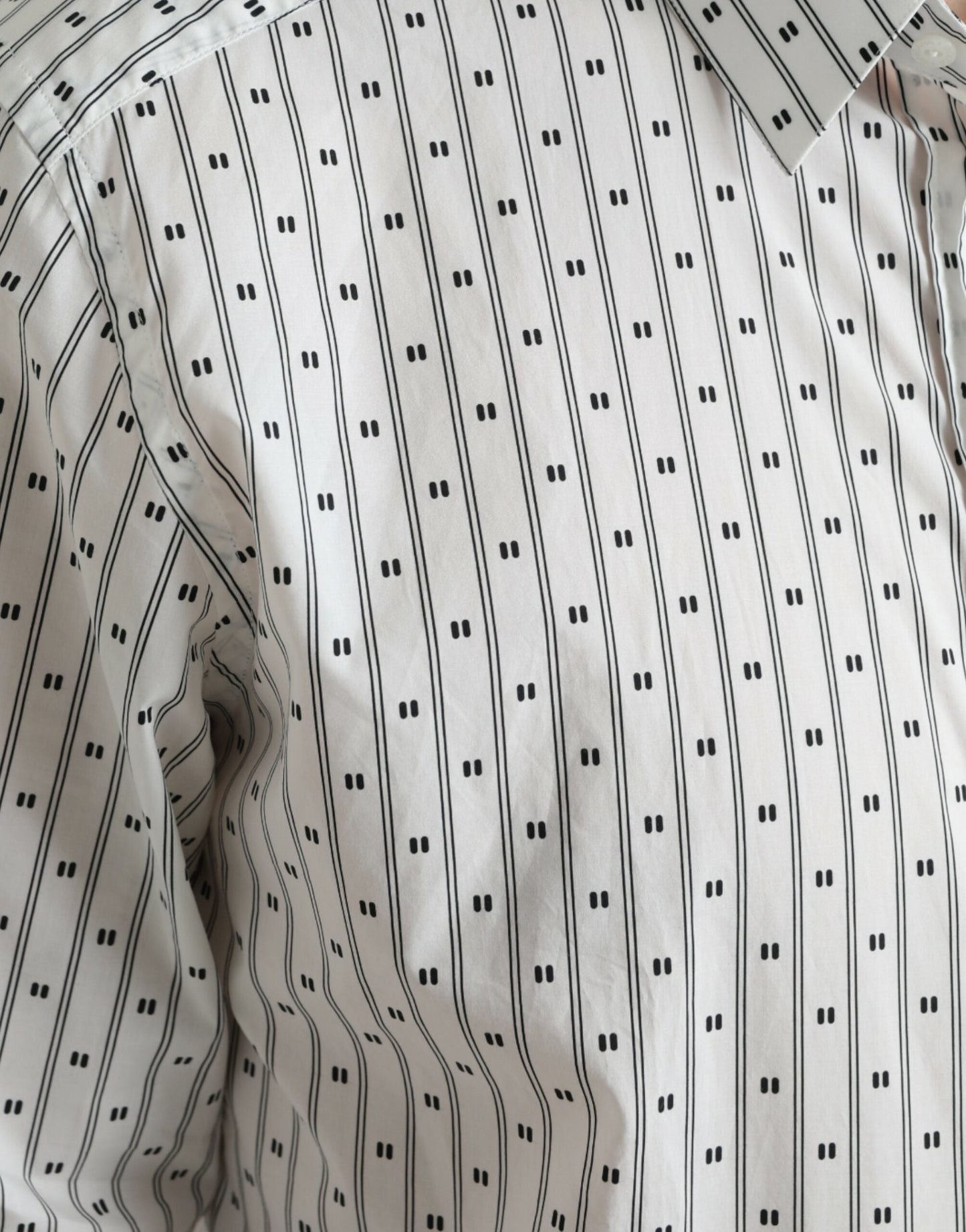 Dolce & Gabbana White Patterned Men GOLD Formal Dress Men's Shirt