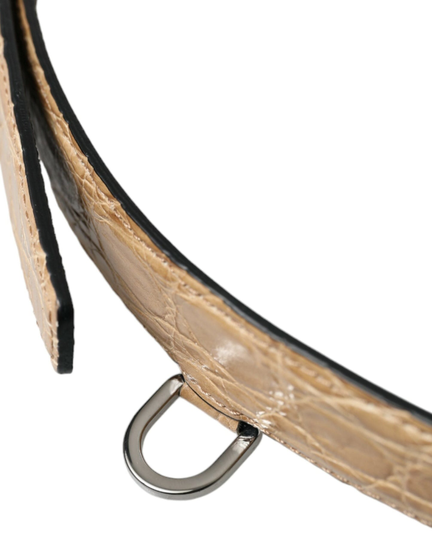 Dolce & Gabbana Beige Exotic Leather Gold Metal Buckle Men's Belt