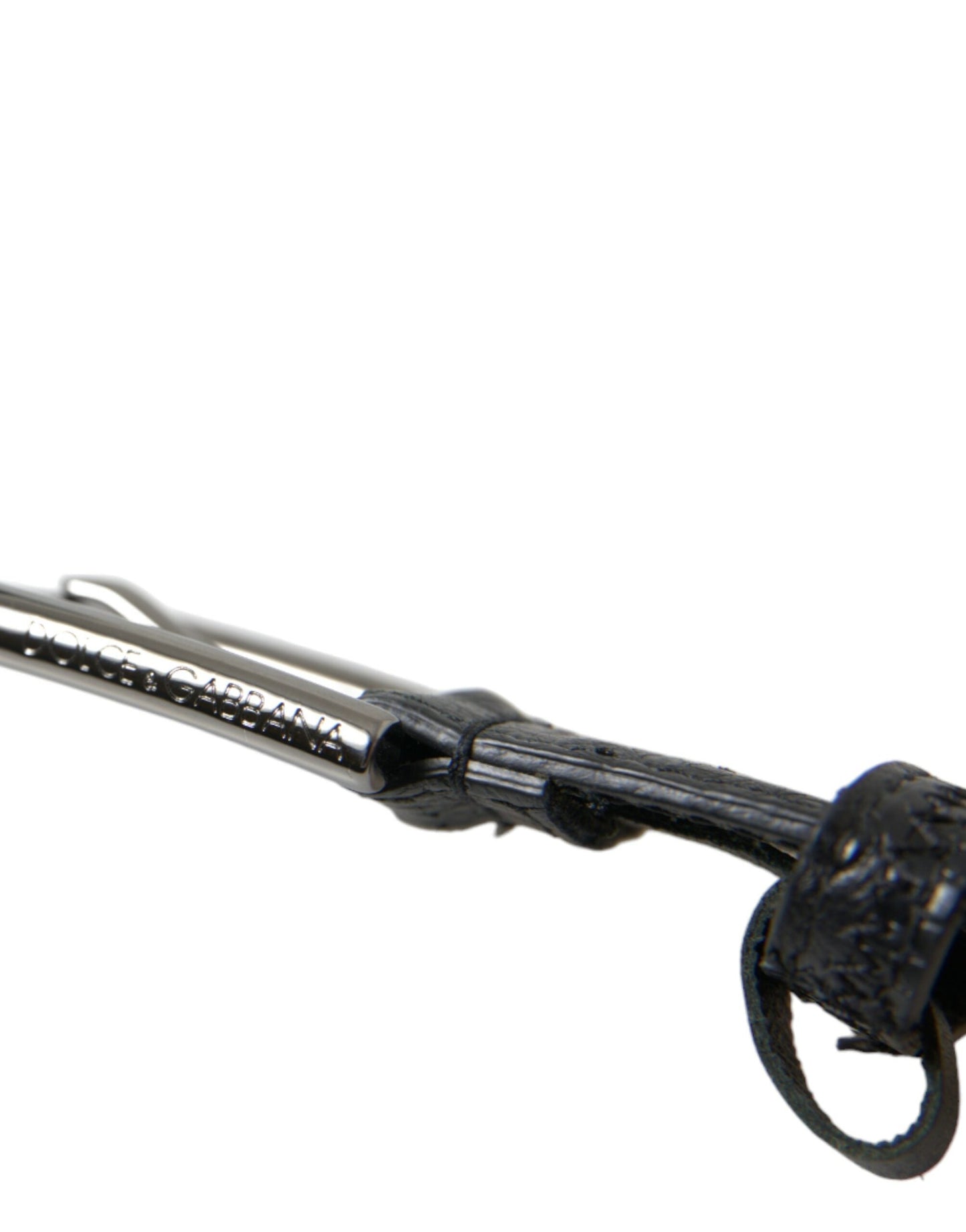 Dolce & Gabbana Black Exotic Leather Silver Metal Buckle Men's Belt