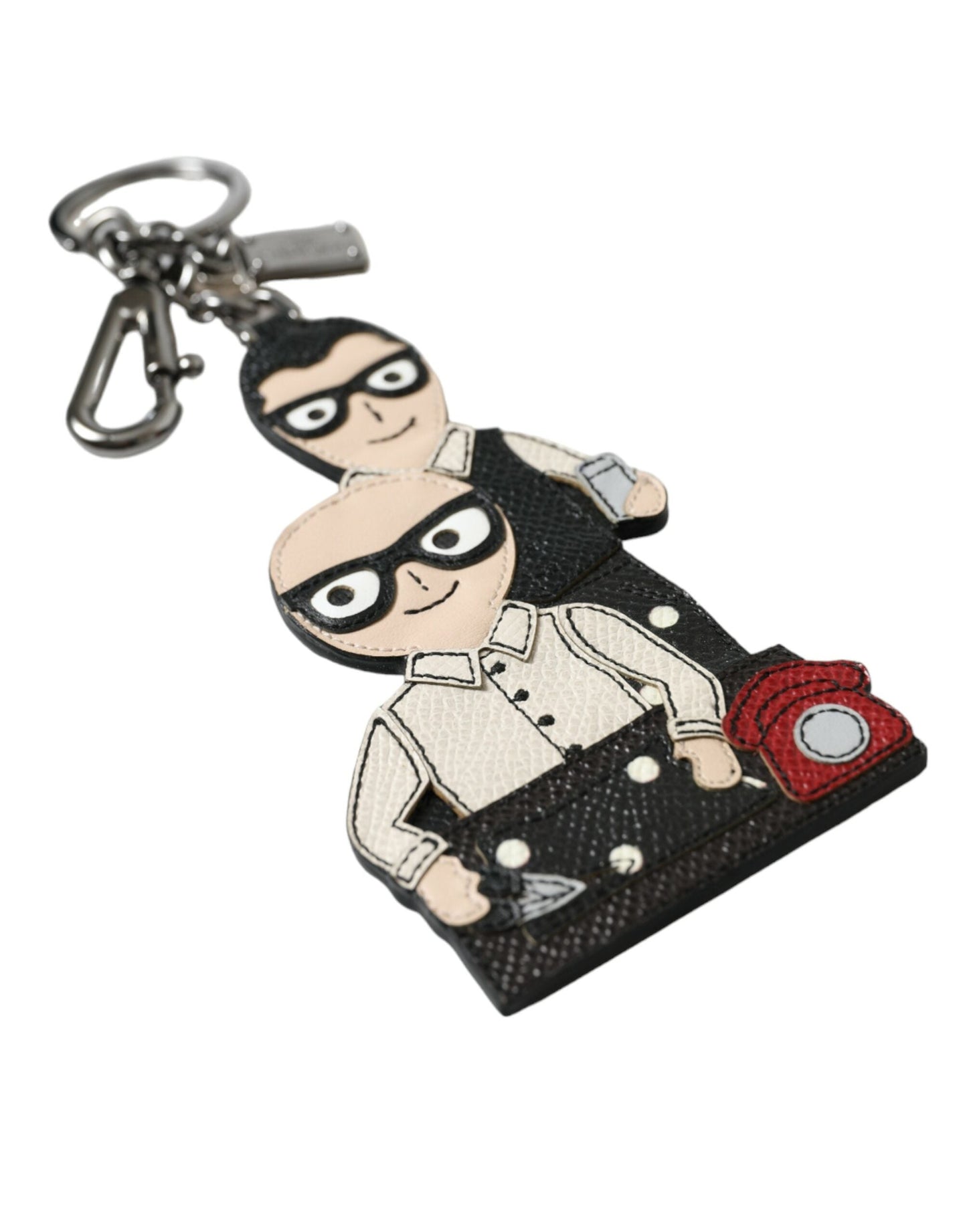 Dolce & Gabbana Leather Dominico Stefano #DGFAMILY Logo Badge Men's Keychain