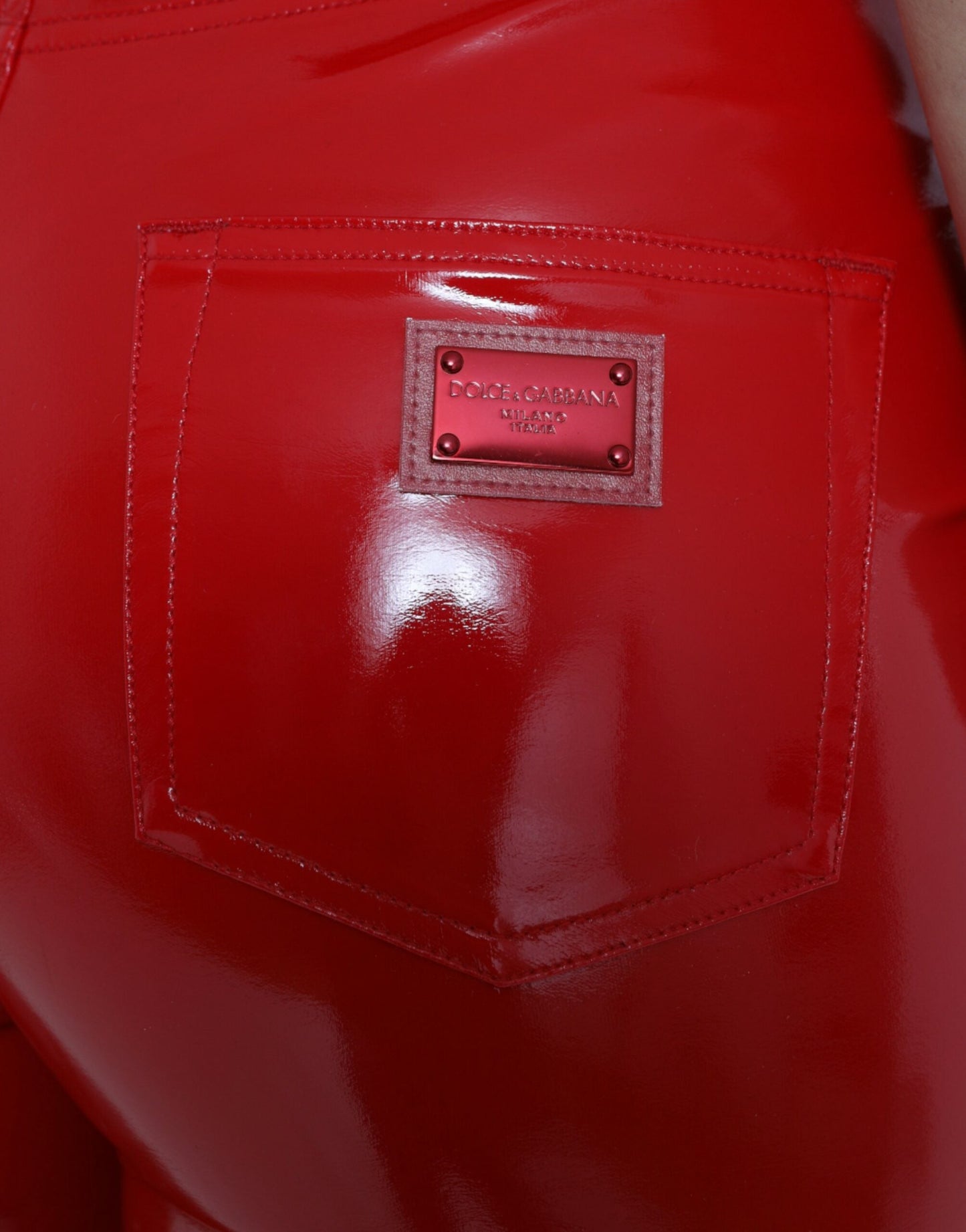 Dolce & Gabbana Shiny Red High Waist Skinny Women's Pants