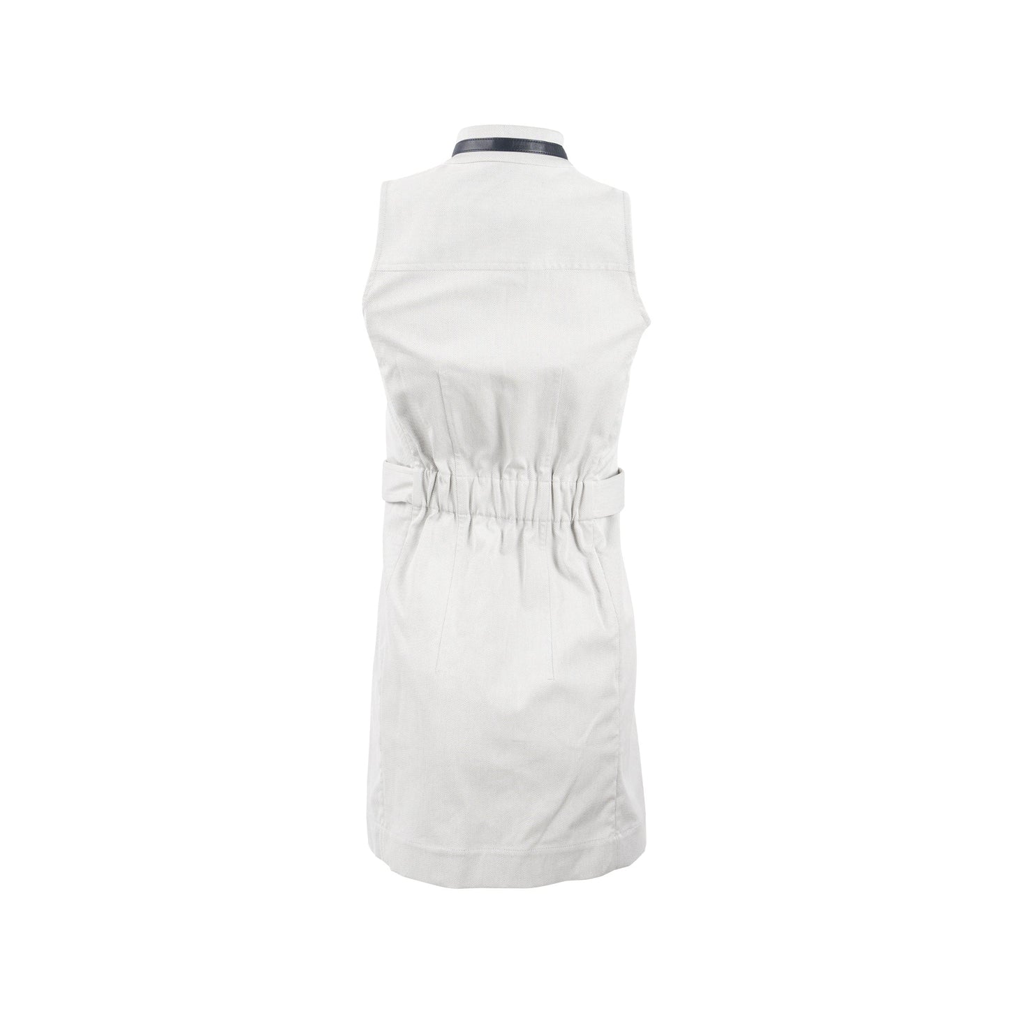 Hermes Size 34 Sleeveless Zipped Dress Cotton Light Grey