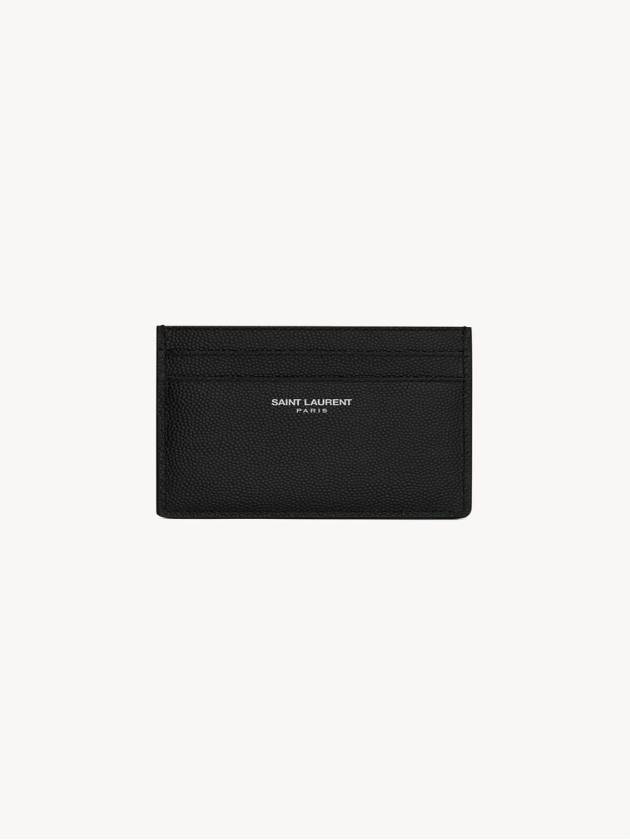 Saint Laurent Embossed Leather Card Wallet Black