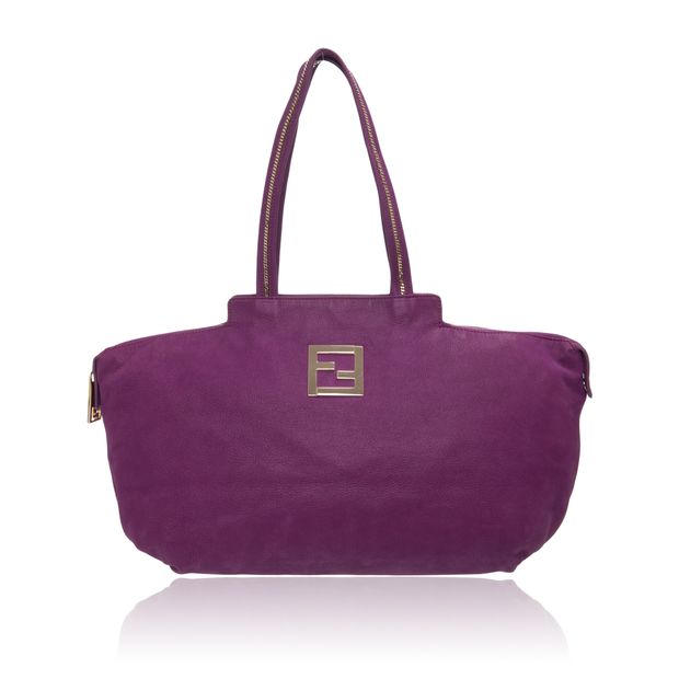 FENDI Suede Gold Zip Detail Shopper