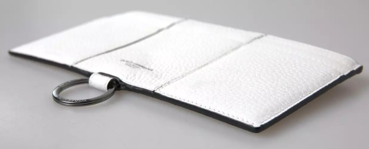 Dolce & Gabbana White Calfskin Leather Large Crossbody Card Holder Men's Wallet ()