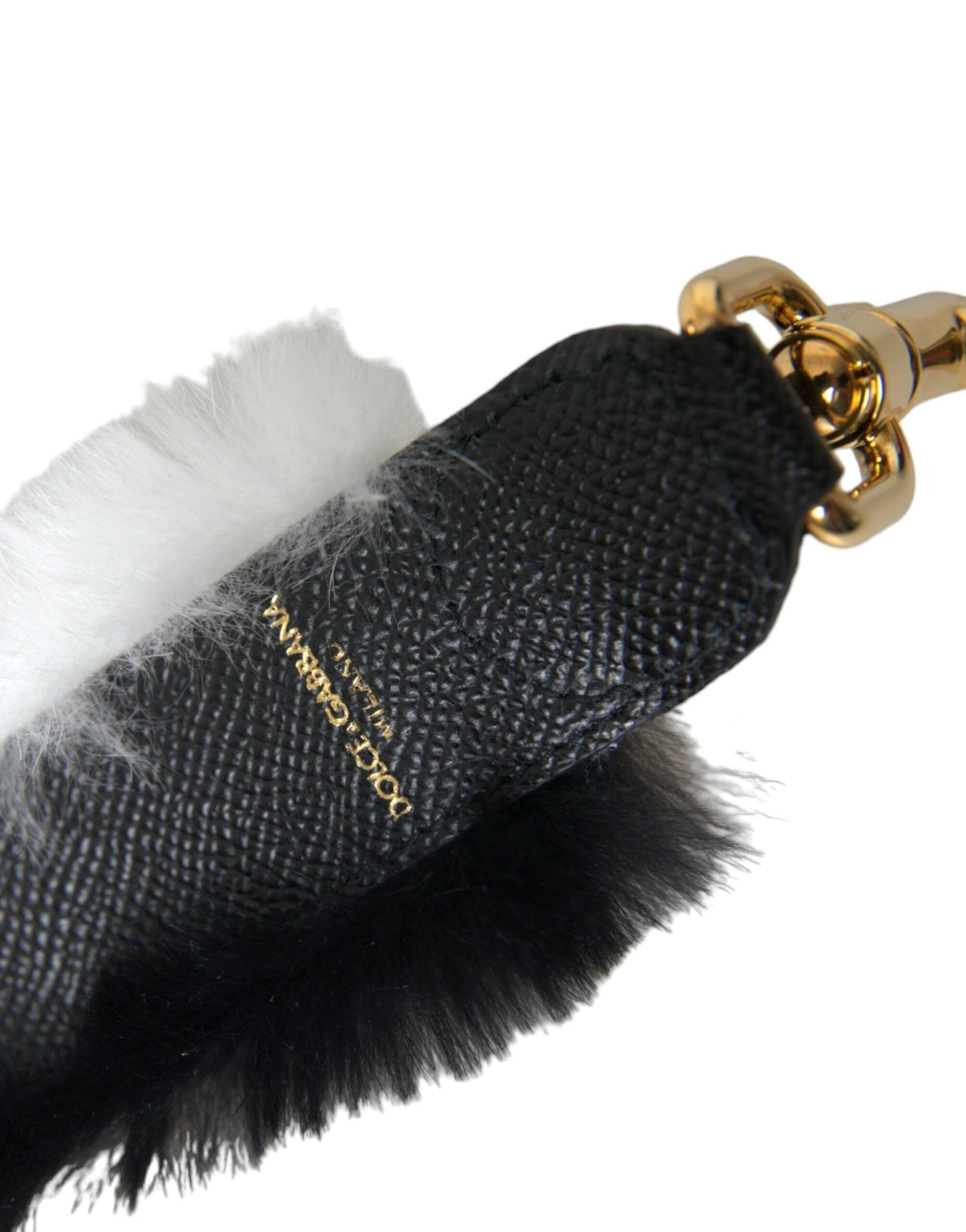 Dolce & Gabbana Black White Lapin Fur Accessory Shoulder Women's Strap