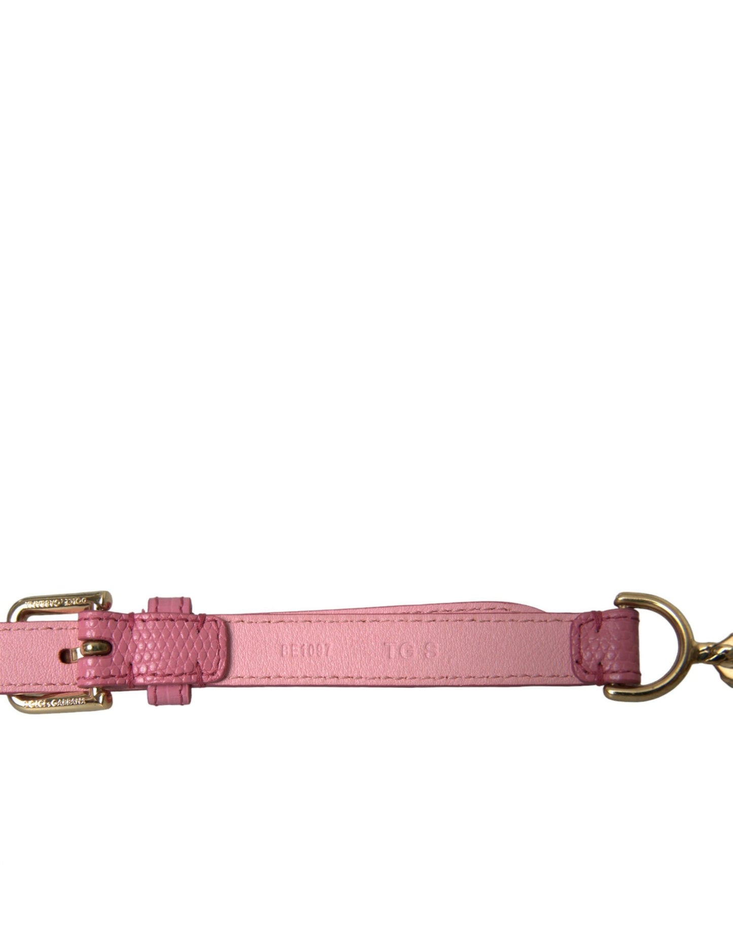 Dolce & Gabbana Pink Leather Crystal Chain Embellished Women's Belt