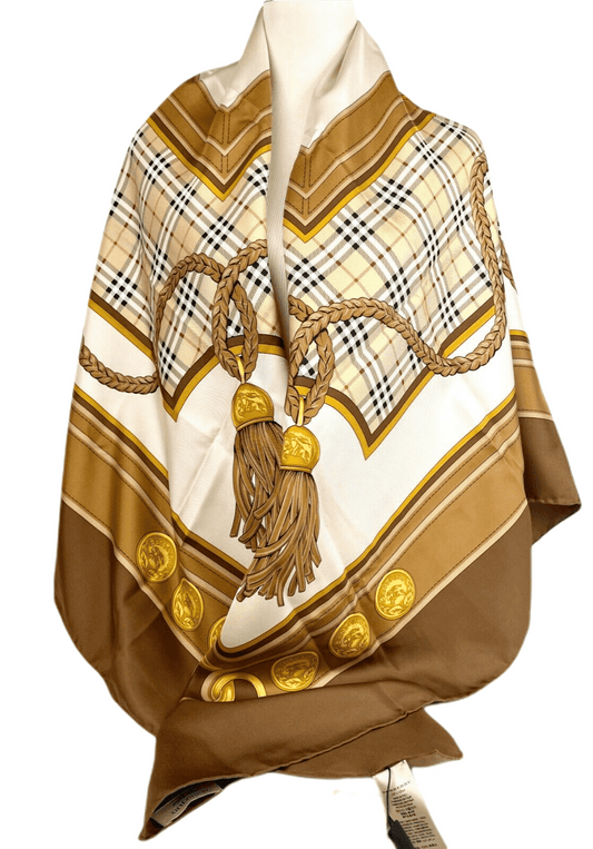New Burberry Women's  SilkScarf Shawl with Horse Tassel Print
