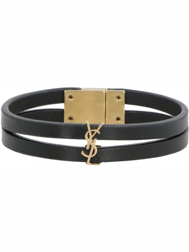 Saint Laurent Cassandre Double Strand Bracelet Black