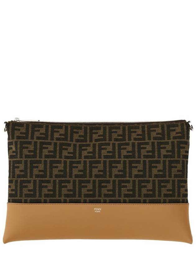 Fendi FF Diagonal Leather Cross Bag Brown