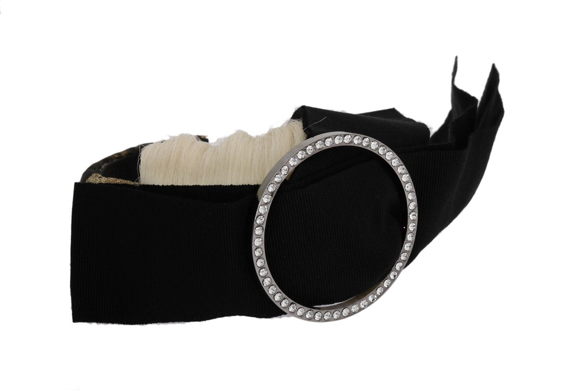 Dolce & Gabbana Black Crystal White Diadem Women's Headband
