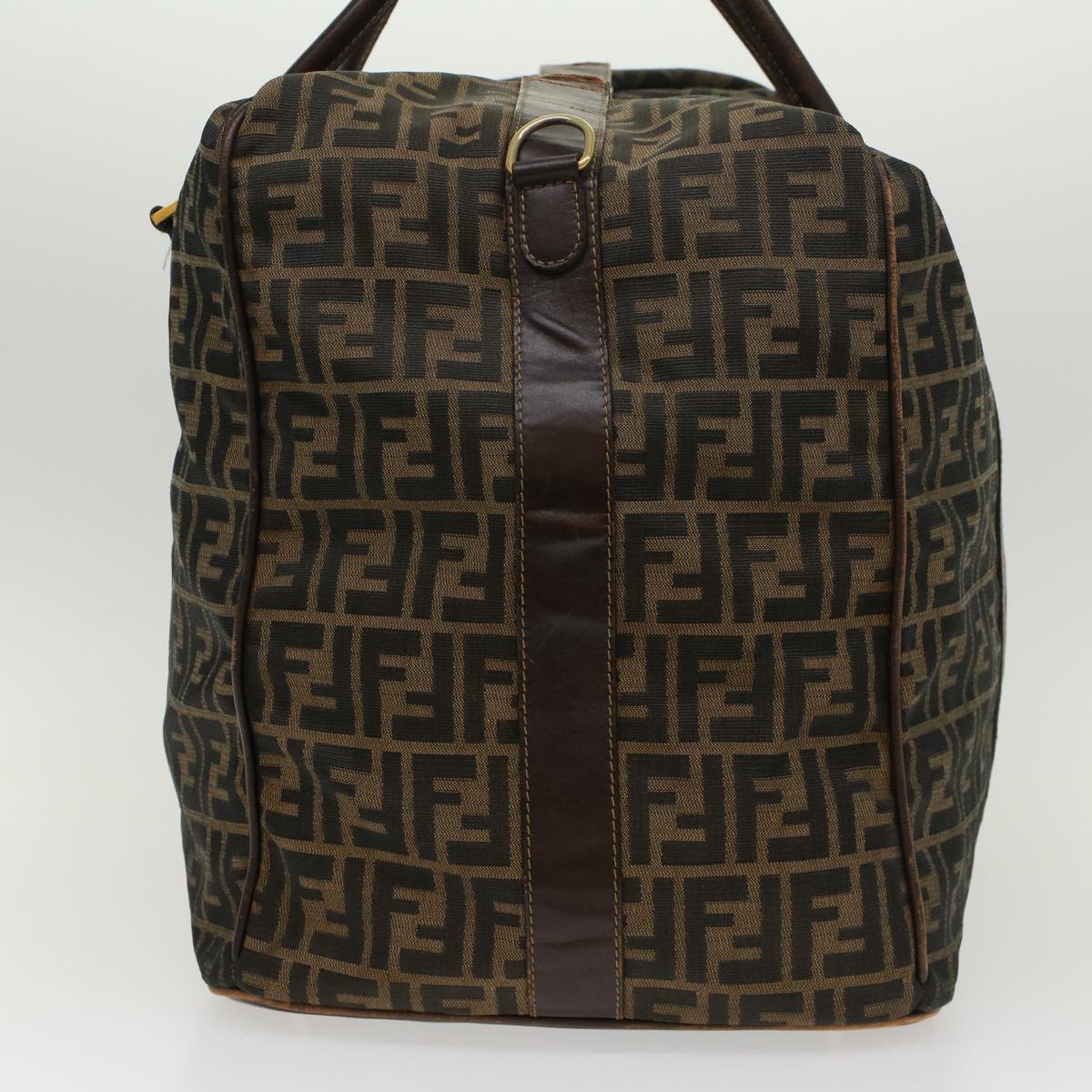 FENDI Zucca Canvas Boston Bag Nylon 2way Brown Black 45632