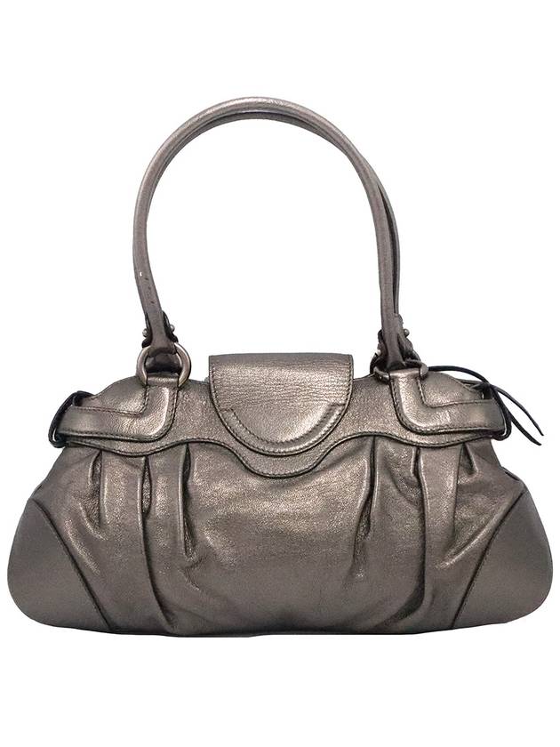 Fendi Ferragamo 21 6317 gray metallic silver Gancini embellished shoulder bag