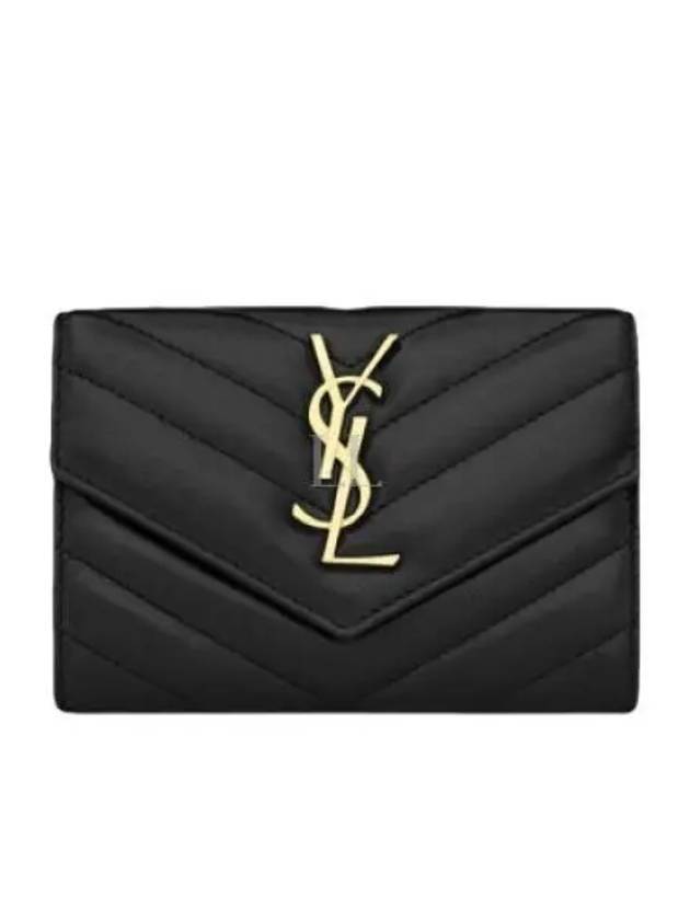 Saint Laurent Cassandre Matelasse Small Lambskin Card Wallet Black