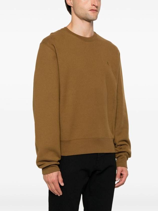 Saint Laurent Embroidered logo knit top brown