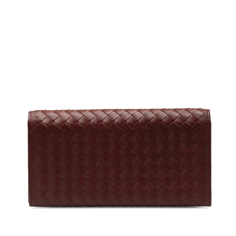 Bottega Veneta Long Fold Wallet Bordeaux Leather Ladies